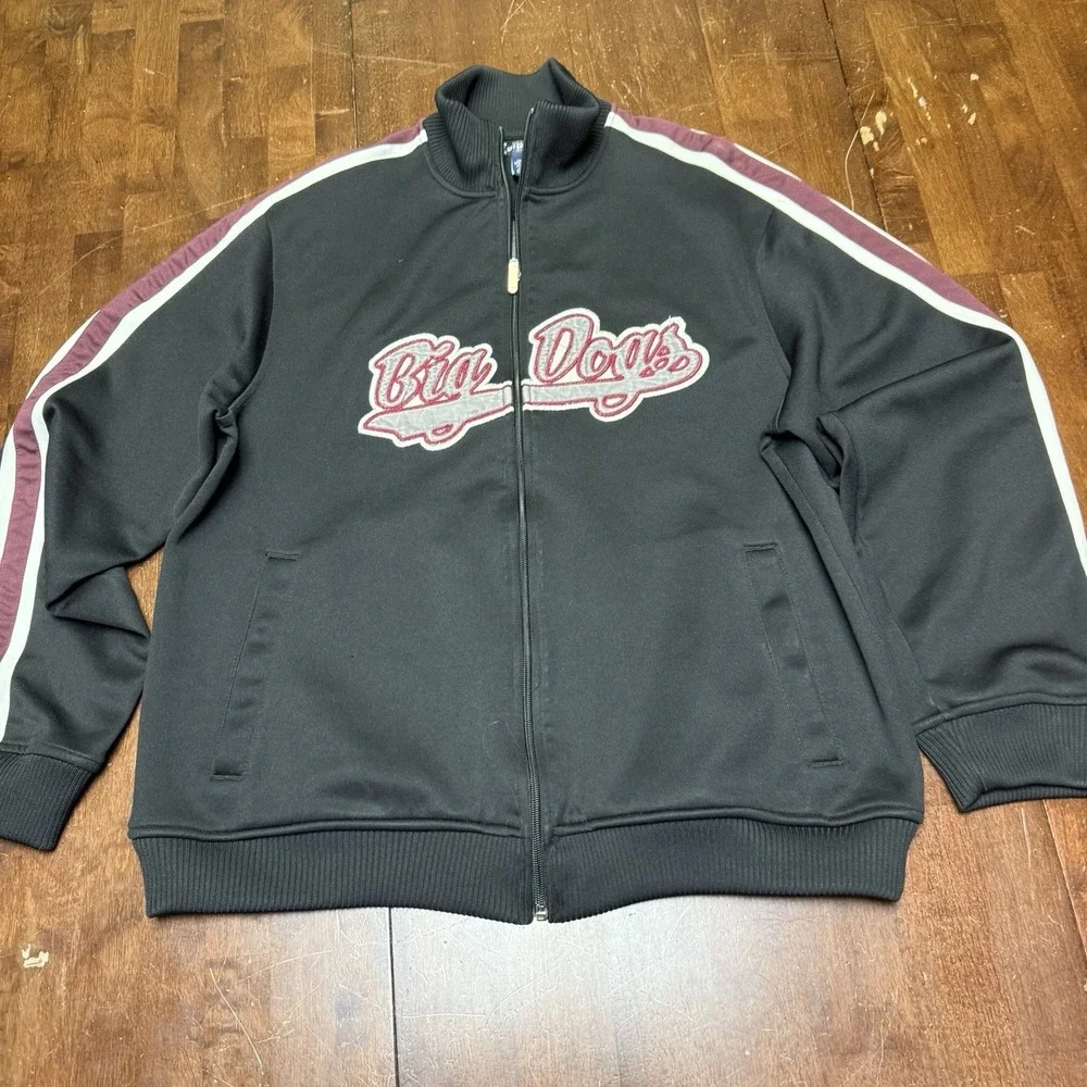 Big Dogs Jacket‎ Mens Medium Track Jacket Varsity Y2K Bomber Fleece Lined Black